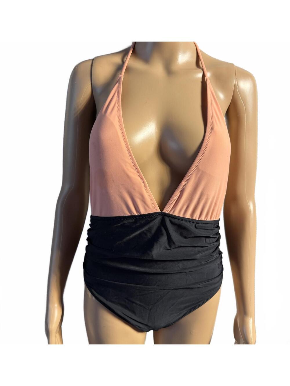 SWIM Cupshe Two-Tone Halter One-Piece Swimsuit SIZE 1